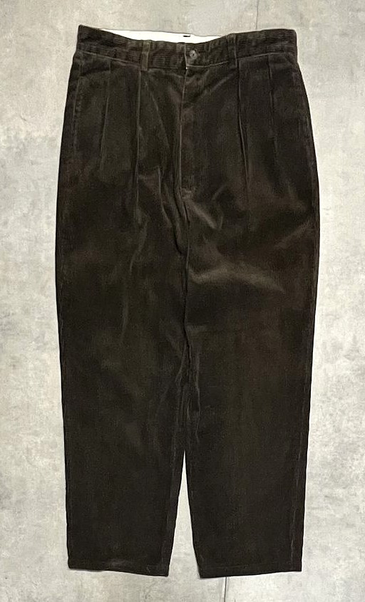 画像1: 90'S RALPH LAUREN "ANDREW PANT" ツープリーツ 太畝 コーデュロイパンツ ダークブラウン (VINTAGE)