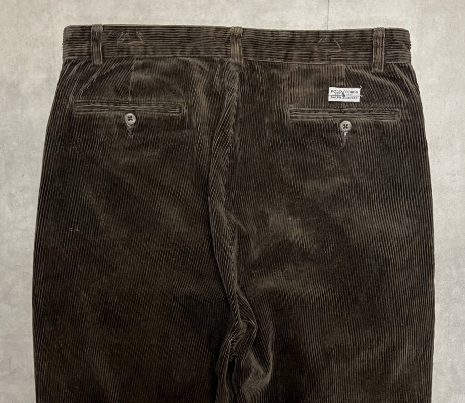画像: 90'S RALPH LAUREN "ANDREW PANT" ツープリーツ 太畝 コーデュロイパンツ ダークブラウン (VINTAGE)
