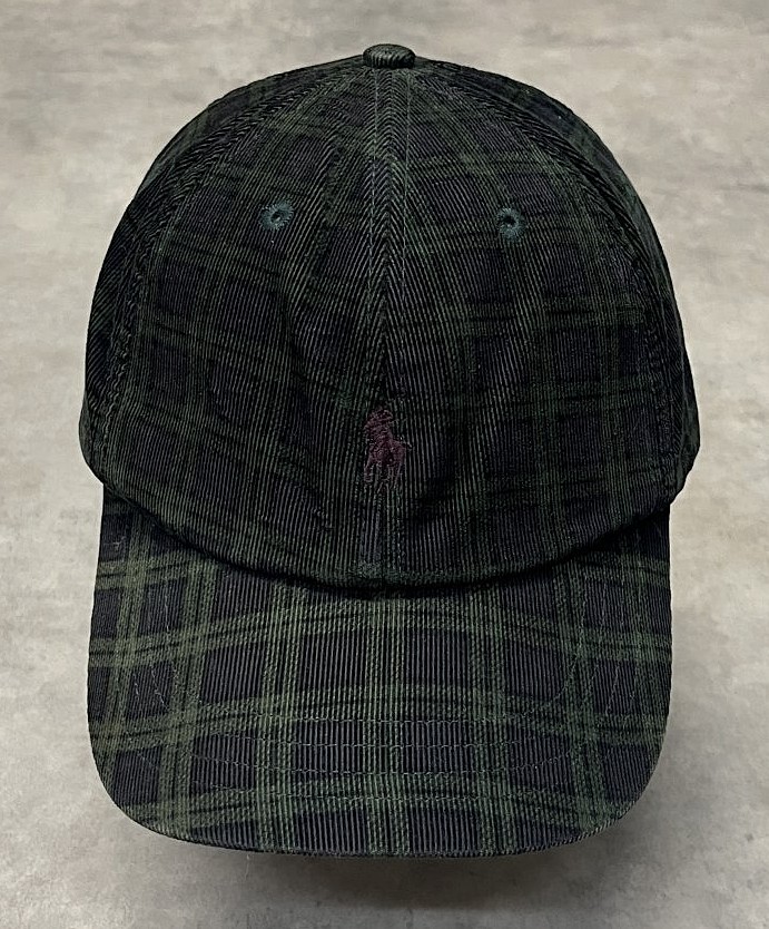 画像2: 90'S RALPH LAUREN ロゴ刺繍 コーデュロイ ベースボールキャップ チェック柄 (VINTAGE)
