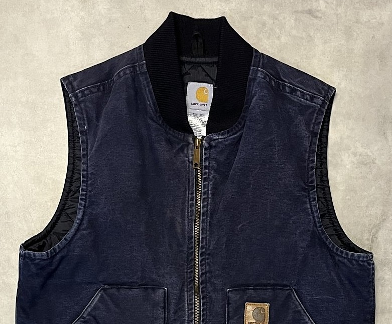 画像: CARHARTT 裏地キルティング ダックベスト ネイビー (VINTAGE)