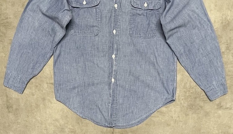 画像: 70'S BIG MAC コットン100% 耳付きシャンブレーシャツ ブルー USA製 (VINTAGE)