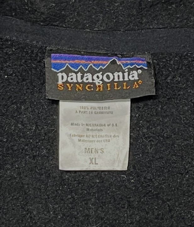 画像2: PATAGONIA "SYNCHILLA" 裾ロゴ フルジップ フリースベスト ブラック (VINTAGE)