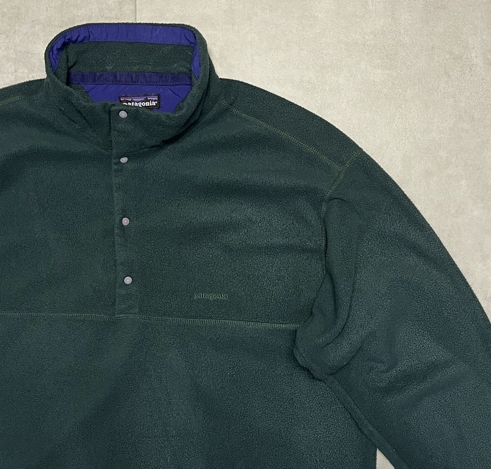 画像: 90'S PATAGONIA "雪無しタグ" フリース スナップT ダークグリーン USA製 (VINTAGE)