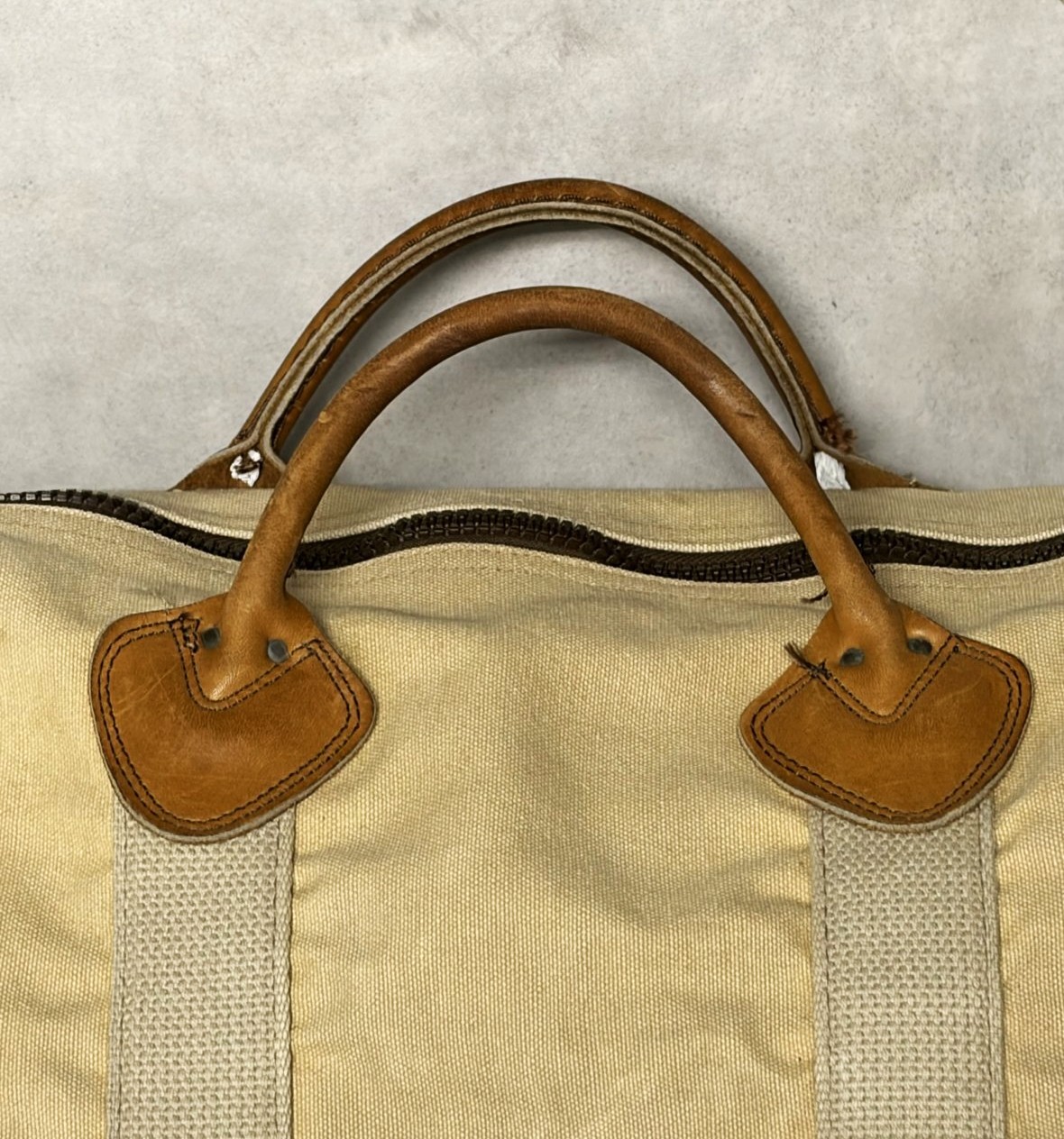 画像4: 80'S LL Bean ギザタグ キャンバス/レザー ダッフルバッグ タン USA製 (VINTAGE)