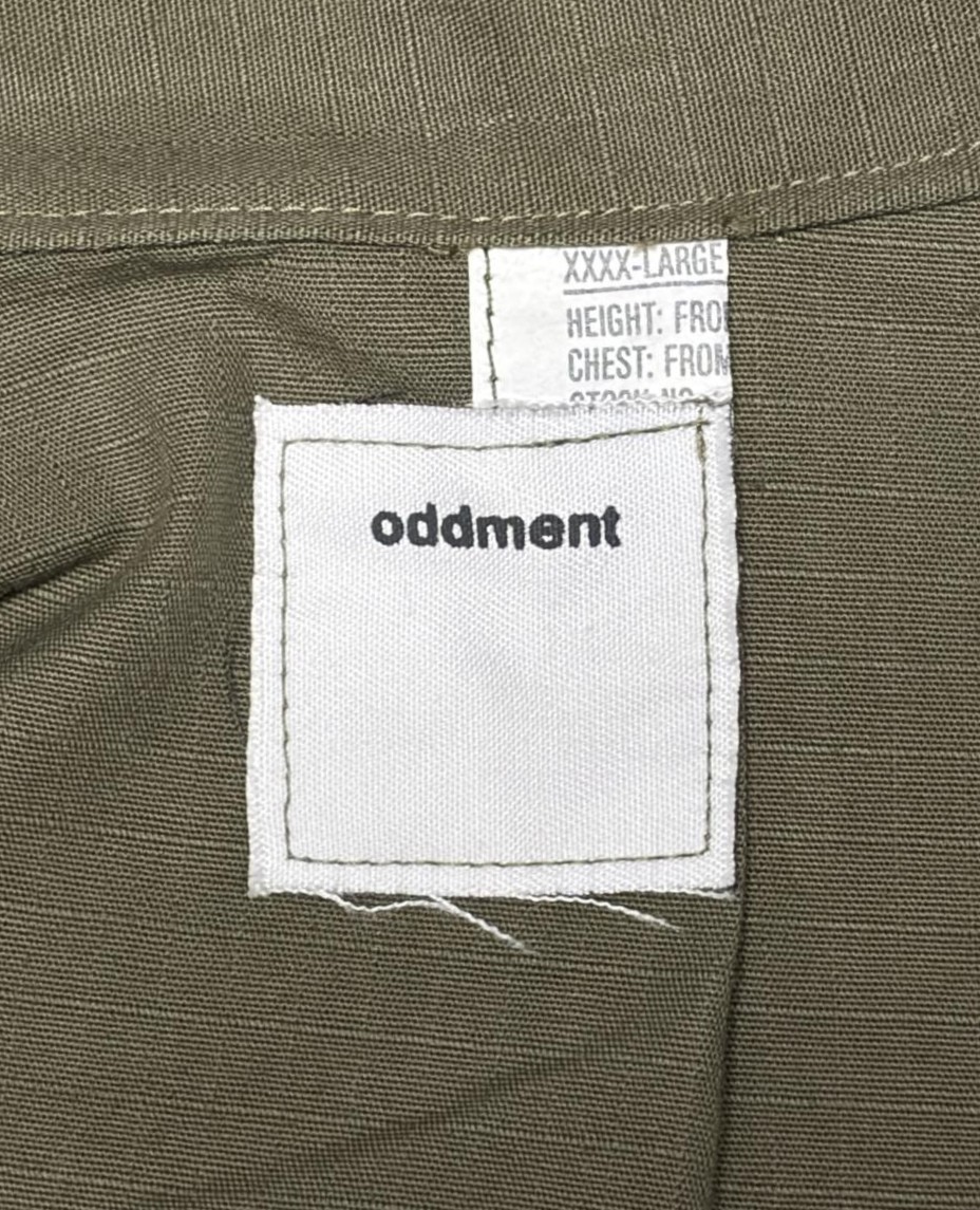 画像2: ODDMENT "BIG TACTICAL SHIRT" 解体再構築 リップストップ ハーフコート カーキ (REMAKE)