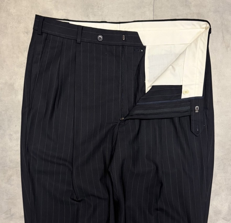 画像: BROOKS BROTHERS ツータック ウールパンツ ダークネイビー/ピンストライプ (VINTAGE)