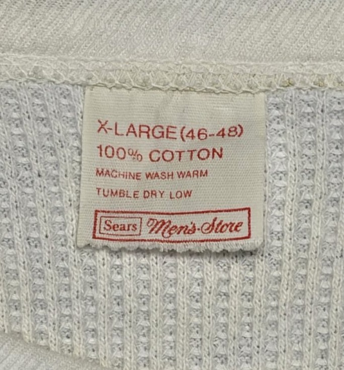 画像2: 70'S SEARS コットン100% サーマル 長袖 Tシャツ ホワイト USA製 (VINTAGE)