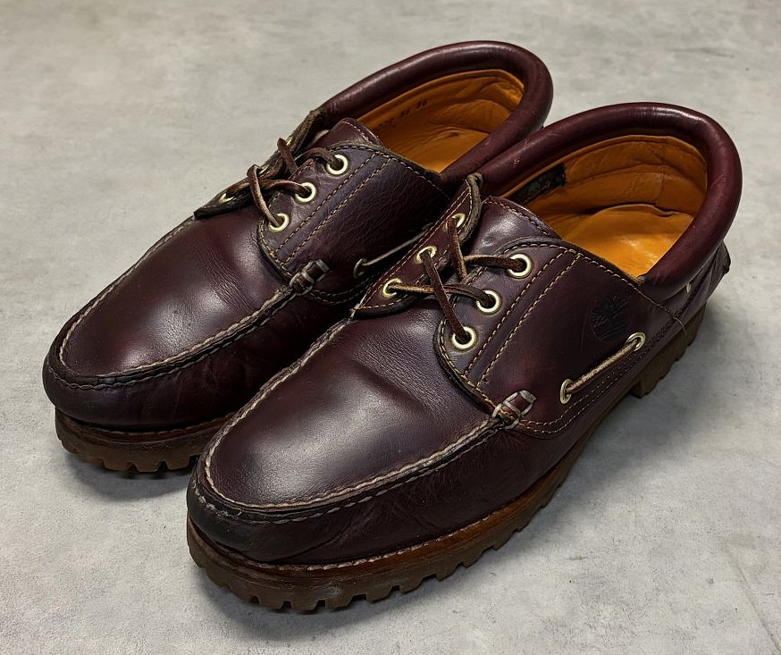 画像1: TIMBERLAND 3アイレット オイルドレザー モカシンシューズ バーガンディ (VINTAGE)