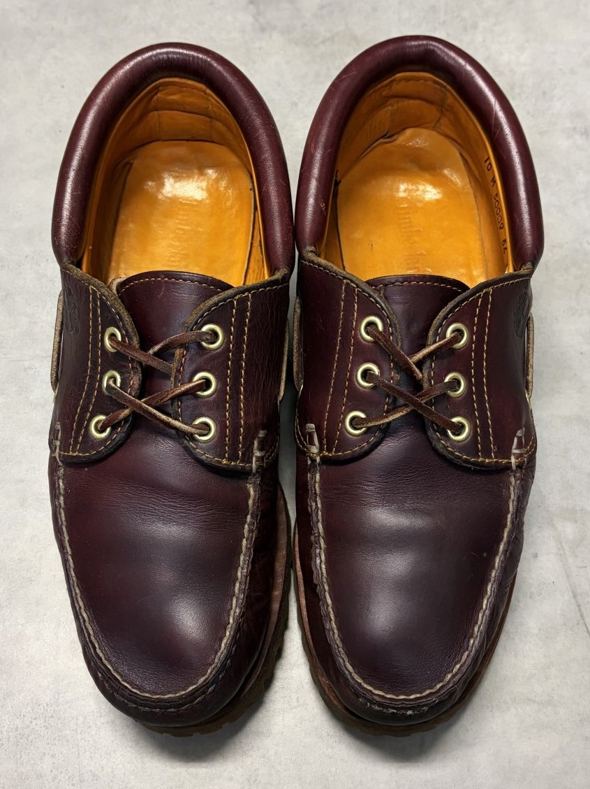 画像: TIMBERLAND 3アイレット オイルドレザー モカシンシューズ バーガンディ (VINTAGE)