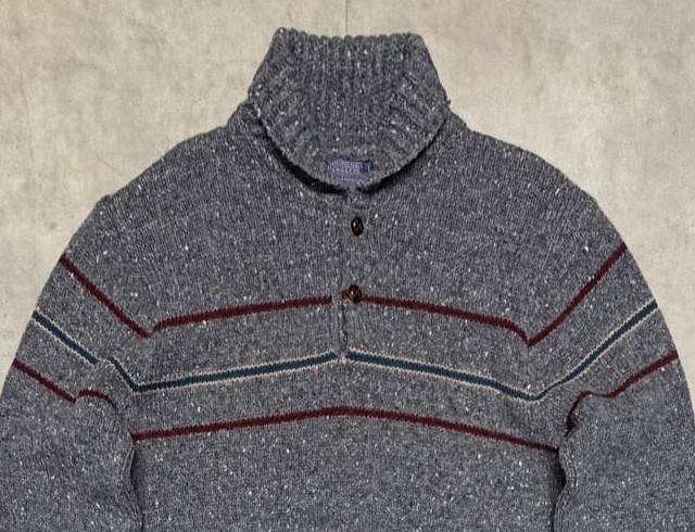 画像: 70'S PENDLETON ショールカラー セーター ネップグレー USA製 (VINTAGE) 