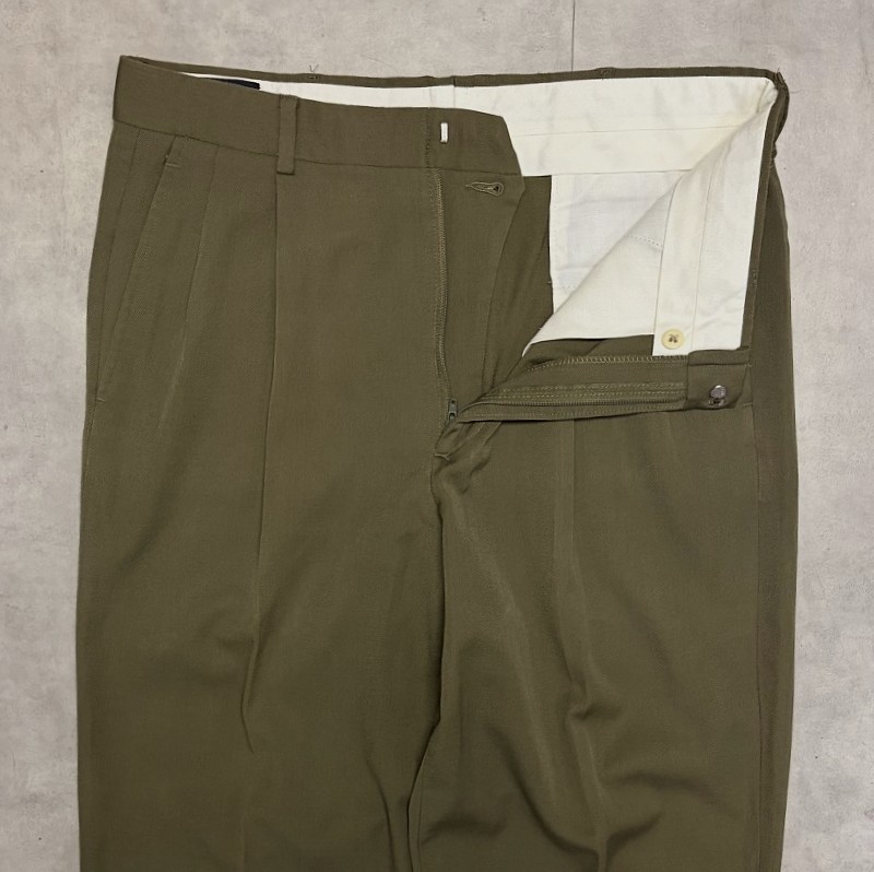 画像: 80'S BROOKS BROTHERS ツータック ウールパンツ カーキ USA製 (VINTAGE)