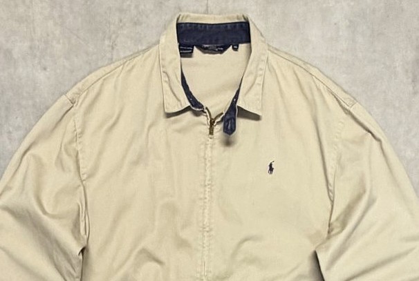 画像: 80'S RALPH LAUREN 三角タグ チンスト付き コットン ドリズラージャケット ベージュ USA製 (VINTAGE)