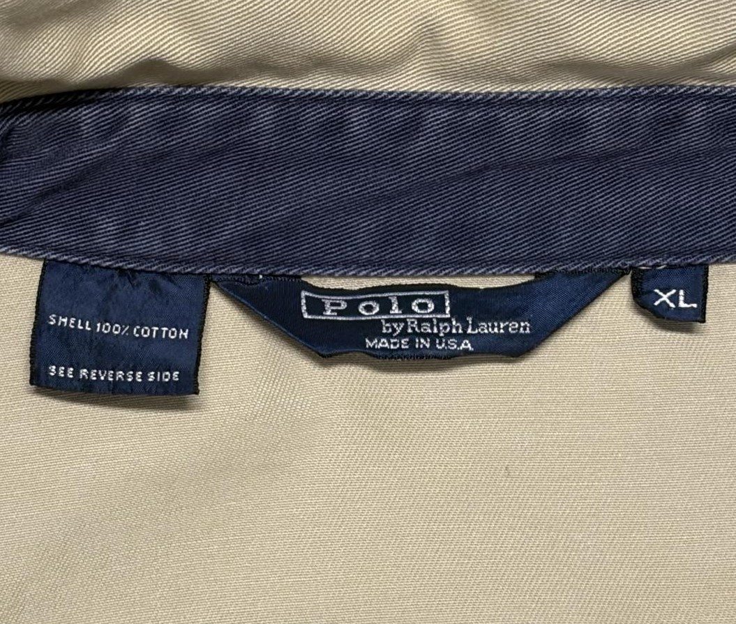 画像2: 80'S RALPH LAUREN 三角タグ チンスト付き コットン ドリズラージャケット ベージュ USA製 (VINTAGE)