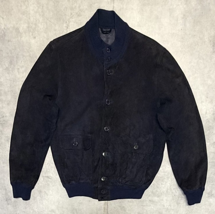画像1: ZANELLA ヌバックレザー バルスタージャケット ダークネイビー (VINTAGE)