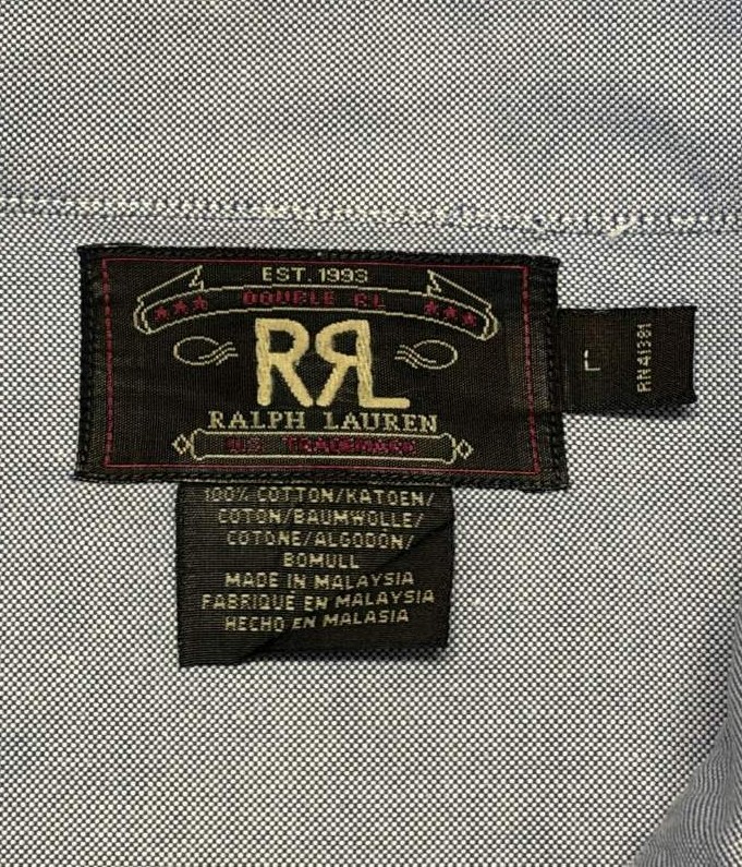 画像2: 90'S RRL 初期 三ツ星タグ 5ボタン マチ付き オックスフォードシャツ ブルー (VINTAGE)