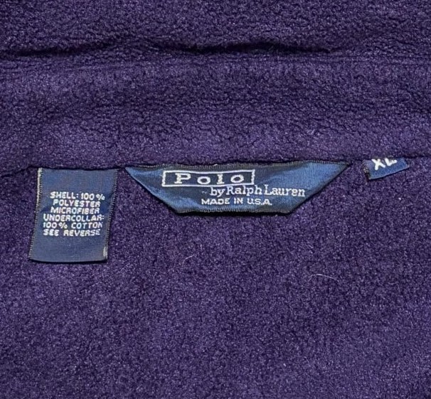 画像2: 80'S RALPH LAUREN 三角タグ チンスト付き フリース ドリズラージャケット ネイビー USA製 (VINTAGE)